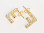 Alphabet F cz earrings in gold finish