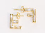 Alphabet F cz earrings in gold finish