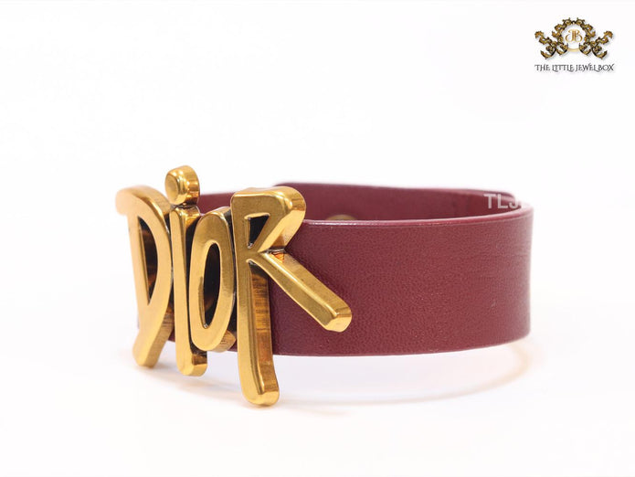 Alphabet D and cherry red belted bracelet