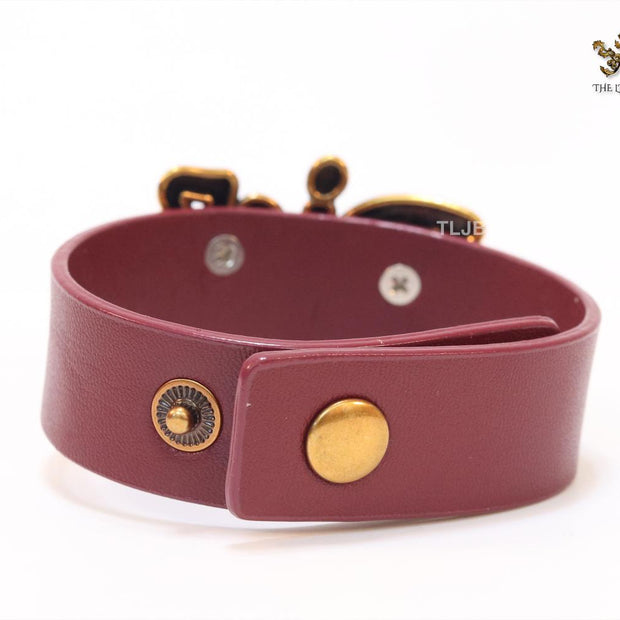 Alphabet D and cherry red belted bracelet