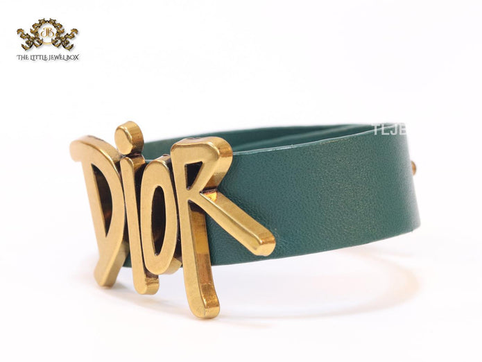 Alphabet D and green belted bracelet
