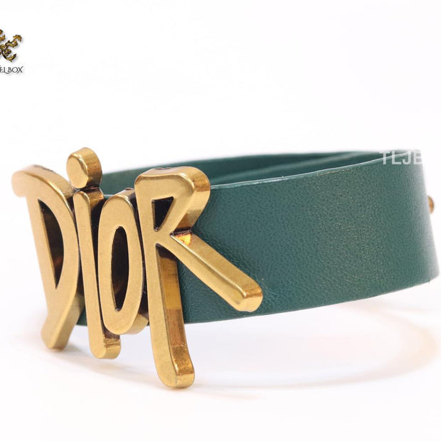 Alphabet D and green belted bracelet