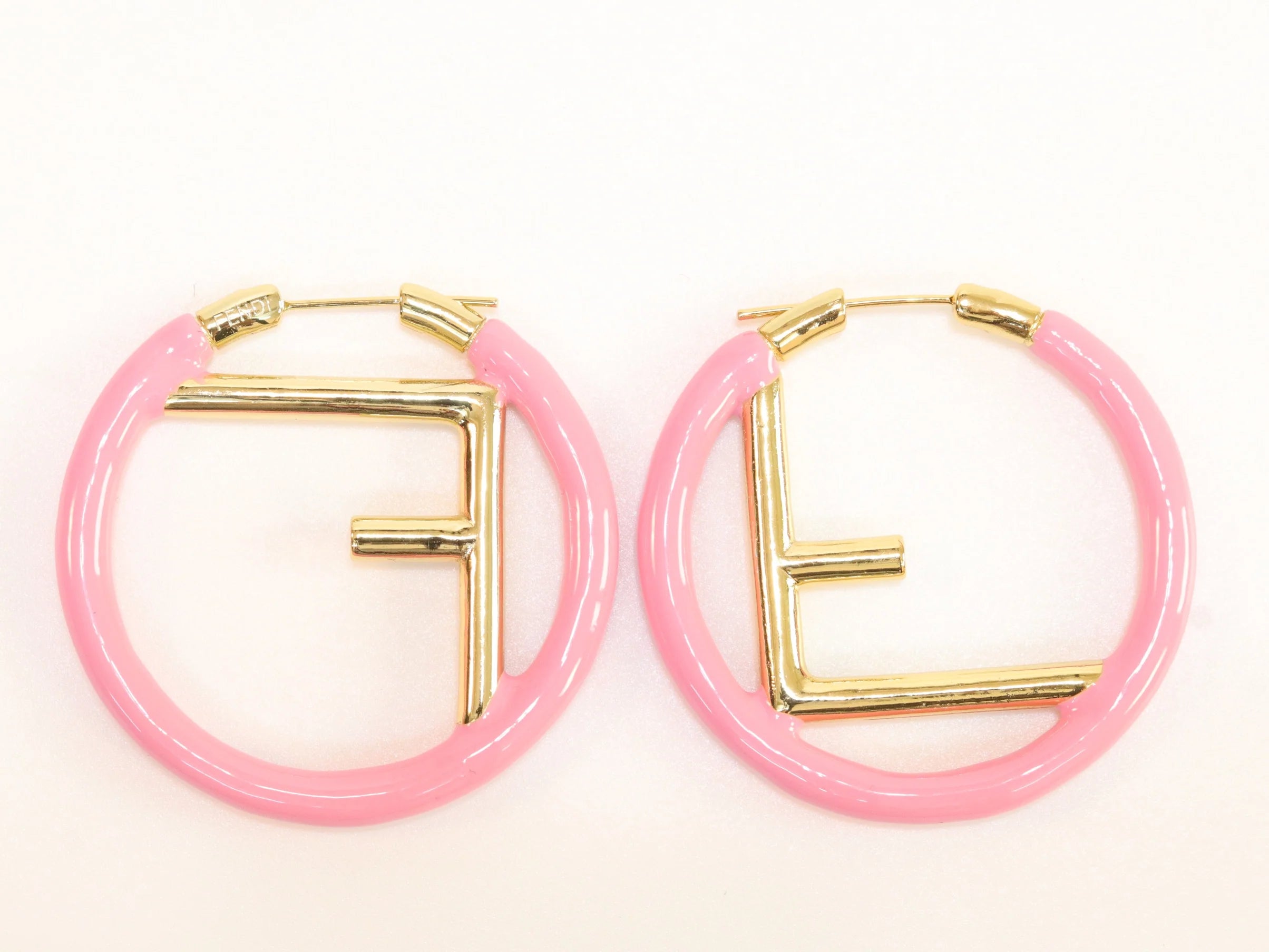 Baby Pink Alphabet F Hoops