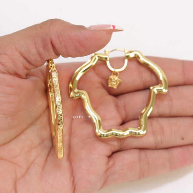 Golden Medusa frame hoops with Medusa drop