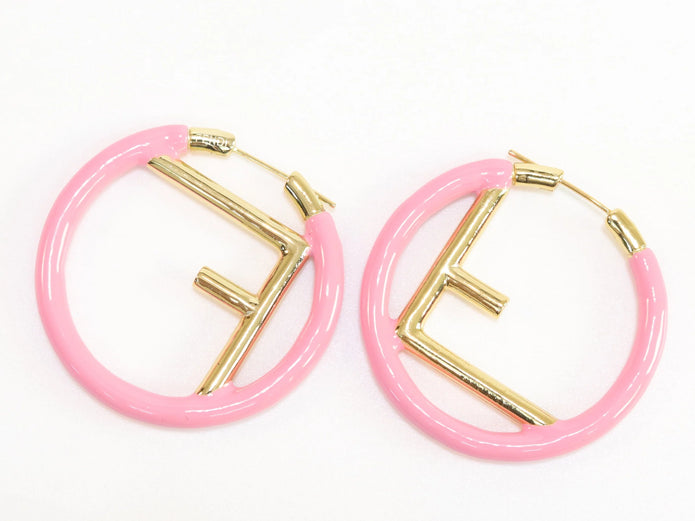 Baby Pink Alphabet F Hoops