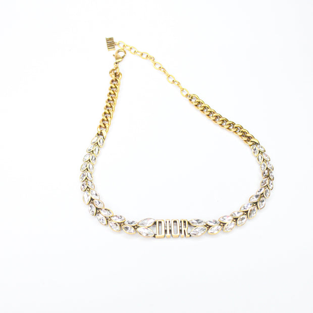 Alphabet D diamond studded chain