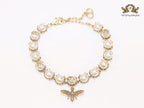 Alphabet CD Rustic pearl and bee bracelet
