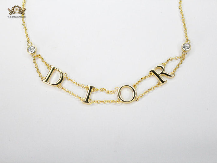 Alphabet D gold choker chain