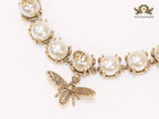 Alphabet CD Rustic pearl and bee bracelet