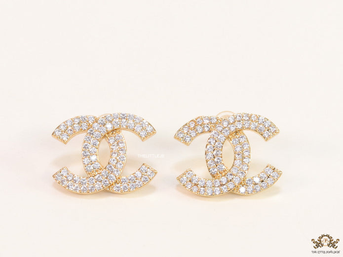 Gold plated twin C motif cz studs