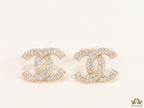 Gold plated twin C motif cz studs