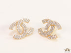 Gold plated twin C motif cz studs