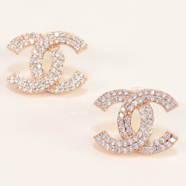 Gold plated twin C motif cz studs