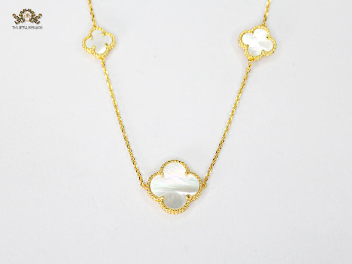 Alphabet VC White clover long chain necklace 48 inches