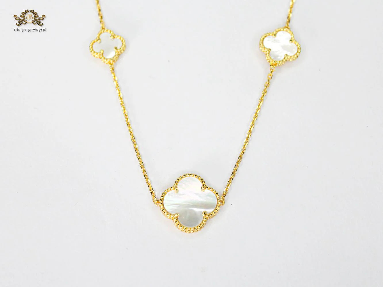 Alphabet VC White clover long chain necklace 48 inches