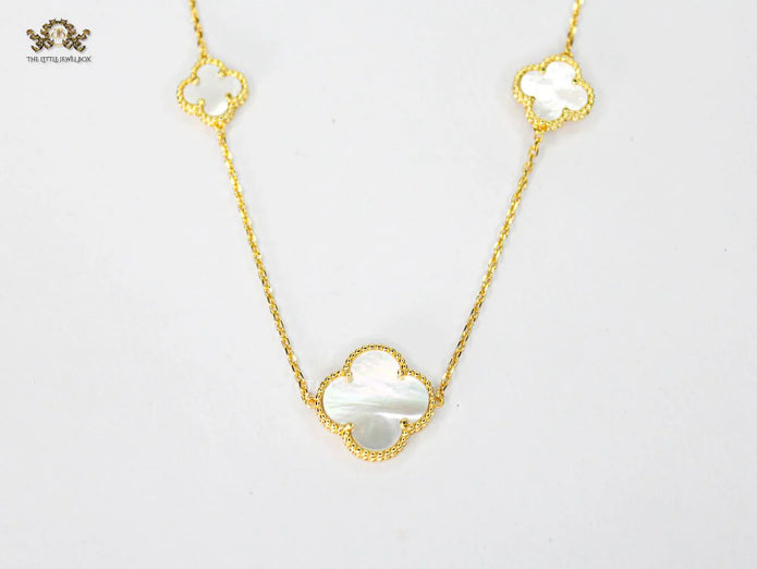 Alphabet VC White clover long chain necklace 48 inches