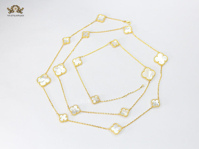 Alphabet VC White clover long chain necklace 48 inches