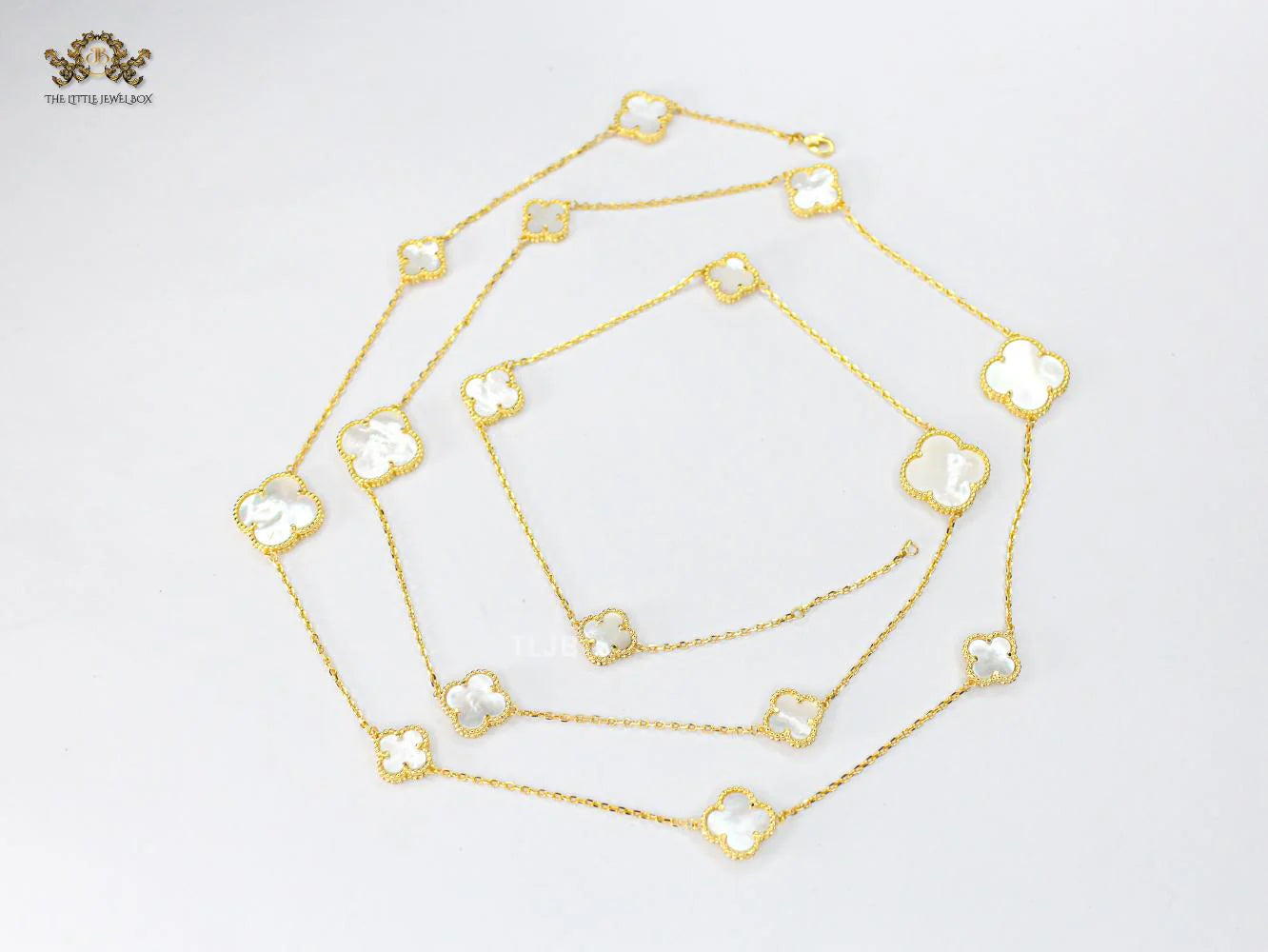 Alphabet VC White clover long chain necklace 48 inches