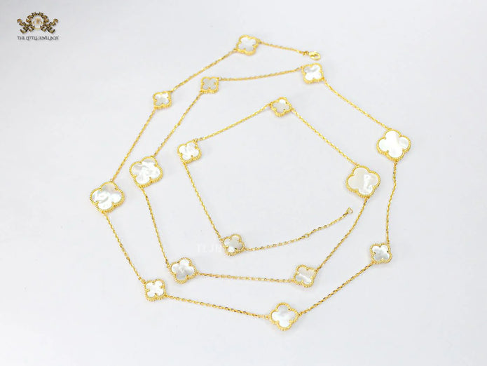 Alphabet VC White clover long chain necklace 48 inches