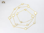 Alphabet VC White clover long chain necklace 48 inches