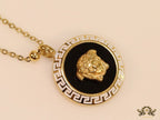 Gold plated Athena necklace in black base