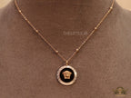 Rose gold plated Athena necklace with black base