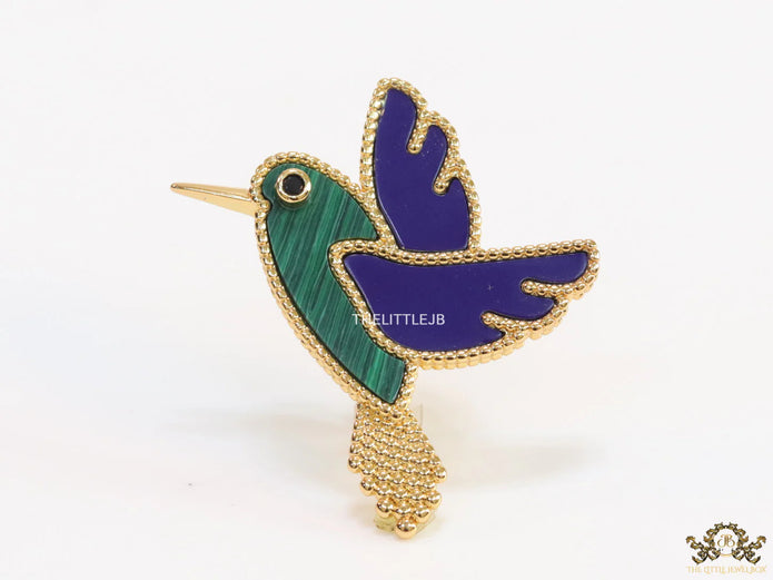 Gold plated multi-colour flying bird brooch