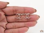 Rose gold plated twin C motif cz studs