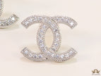 Platinum plated twin C motif cz studs