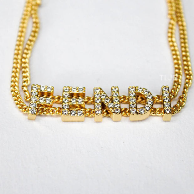 Alphabet F studded charm bracelet