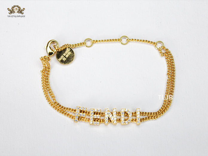 Alphabet F studded charm bracelet