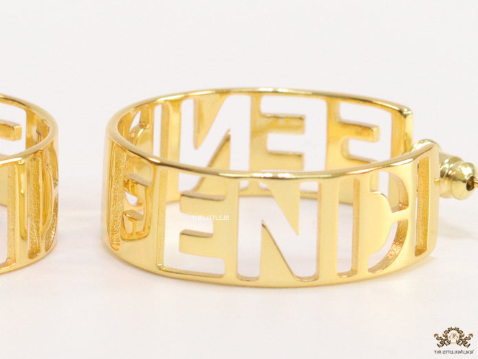 Open golden alphabet cutwork hoops
