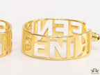 Open golden alphabet cutwork hoops