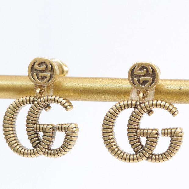 Double G rustic gold stud dangles