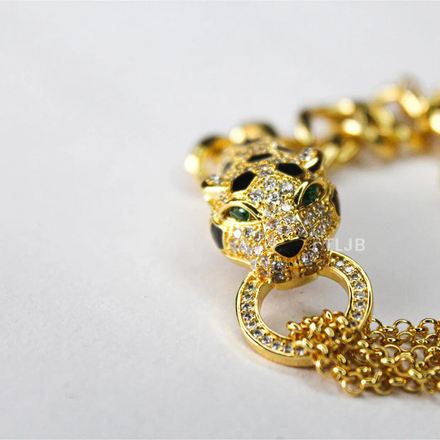 Panther CZ Chunky gold toned bracelet