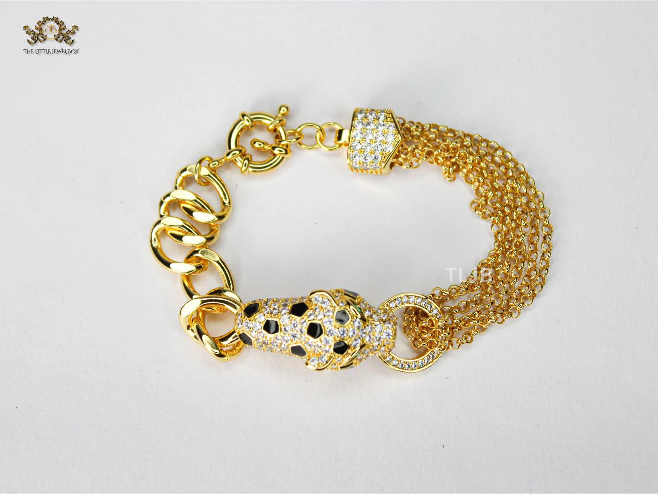 Panther CZ Chunky gold toned bracelet
