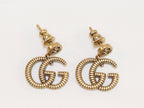 Double G rustic gold stud dangles