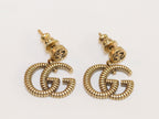 Double G rustic gold stud dangles