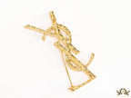 Glossy finish gold plated alphabet brooch