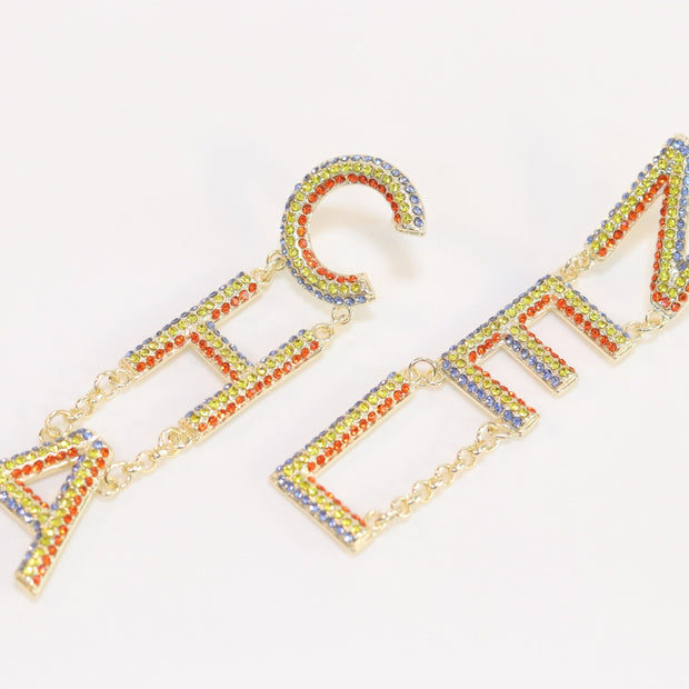 Double C long multicolored dangles