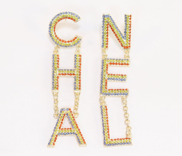 Double C long multicolored dangles