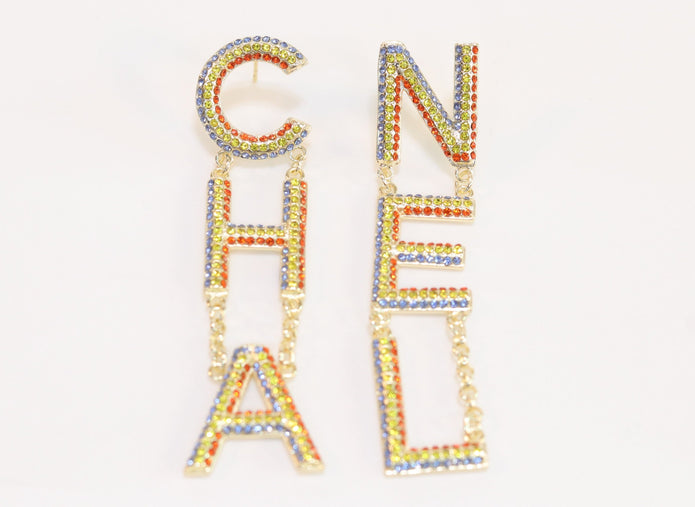 Double C long multicolored dangles