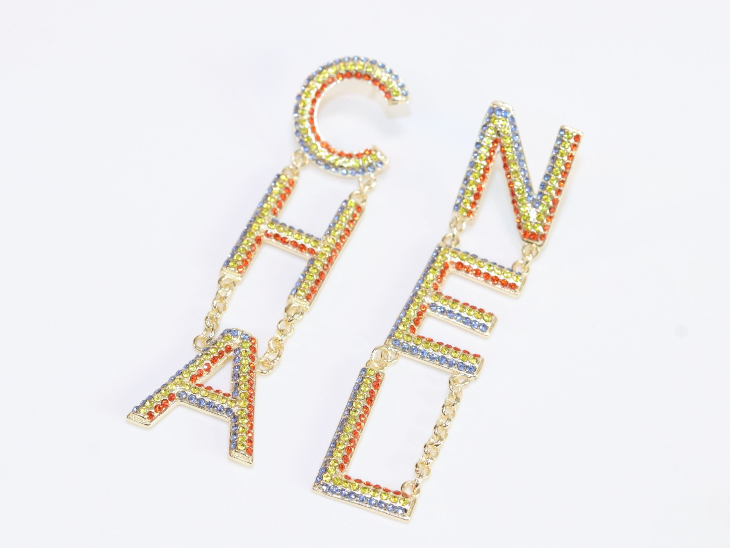 Double C long multicolored dangles