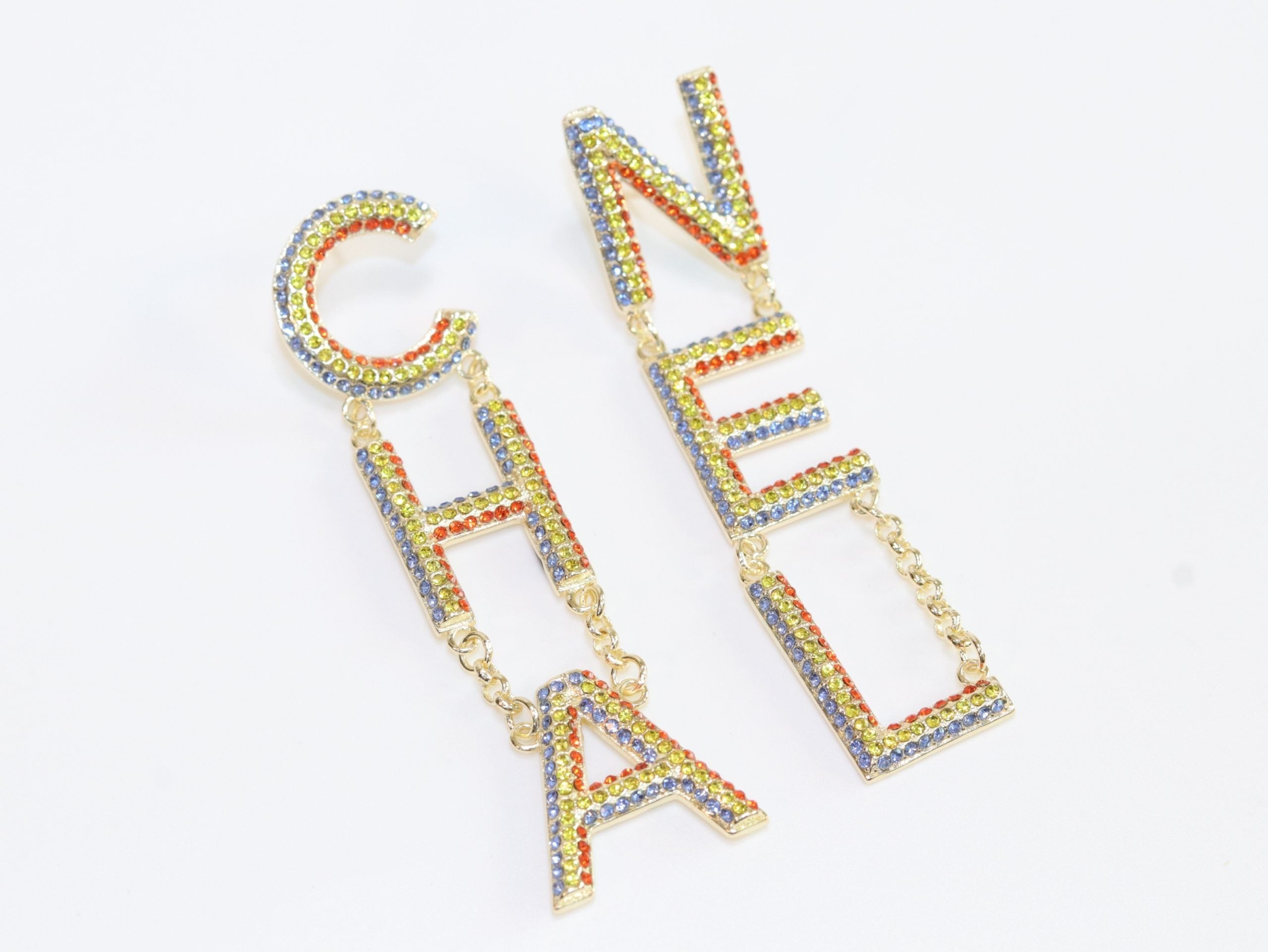Double C long multicolored dangles
