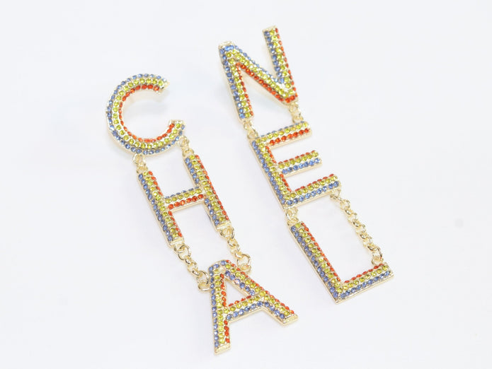Double C long multicolored dangles