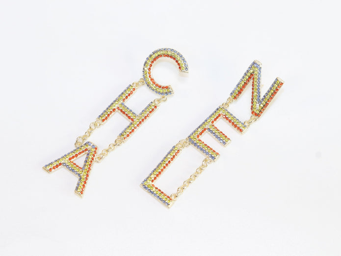 Double C long multicolored dangles