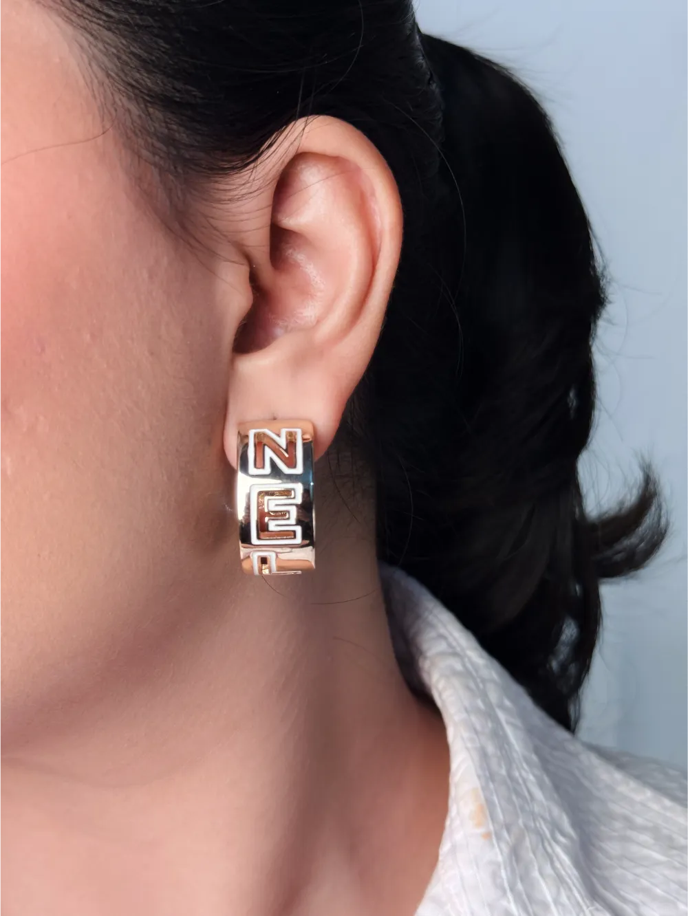 Gold Alphabet C Hoop Earrings