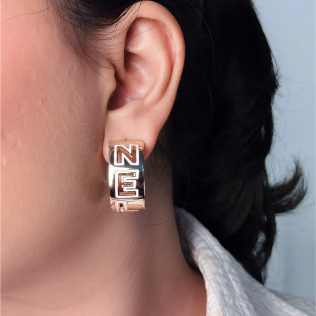 Gold Alphabet C Hoop Earrings
