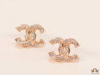 Rose gold plated entwined twin C motif cz studs