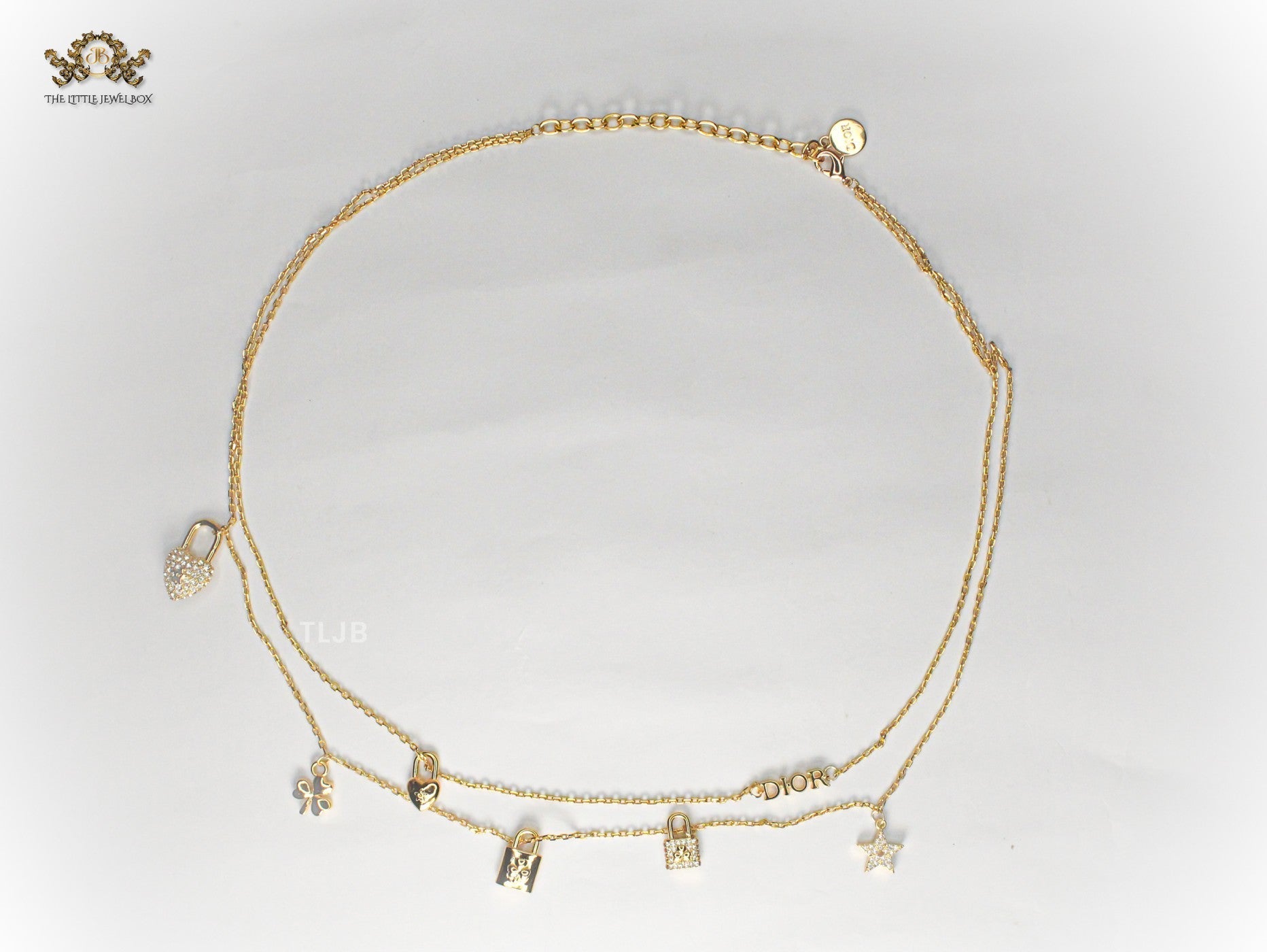Alphabet D delicate double charmed chain with CZ